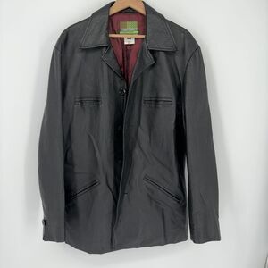 Diesel Leather Classic Coat with Maroon Lining